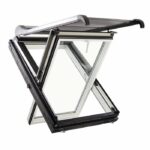 Designo R4 - Fenêtres à rotation manuelle en PVC avec Volet Ouvert par Déclic & Toit